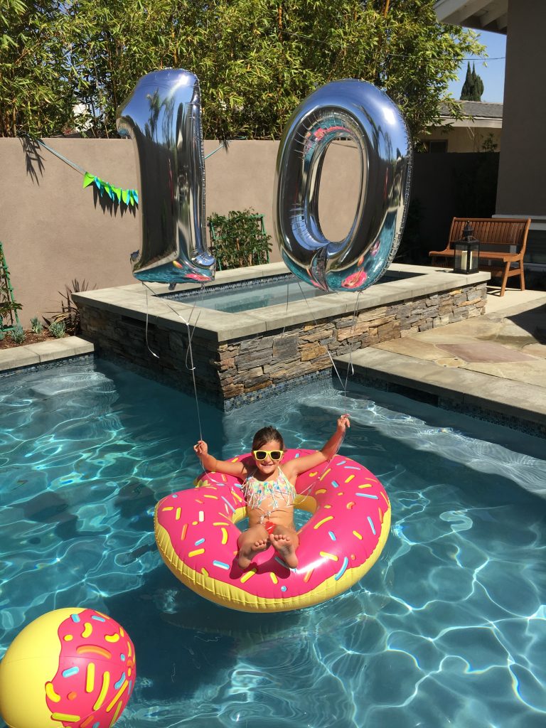 Cate in the pool on her 10th birthday