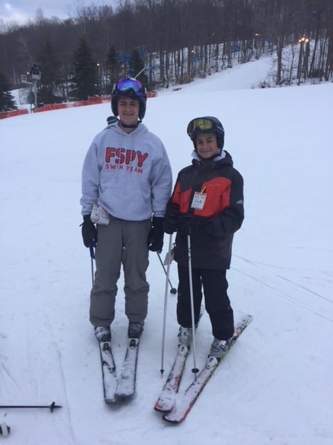 Brothers with bilateral sensorineural hearing loss skiing together