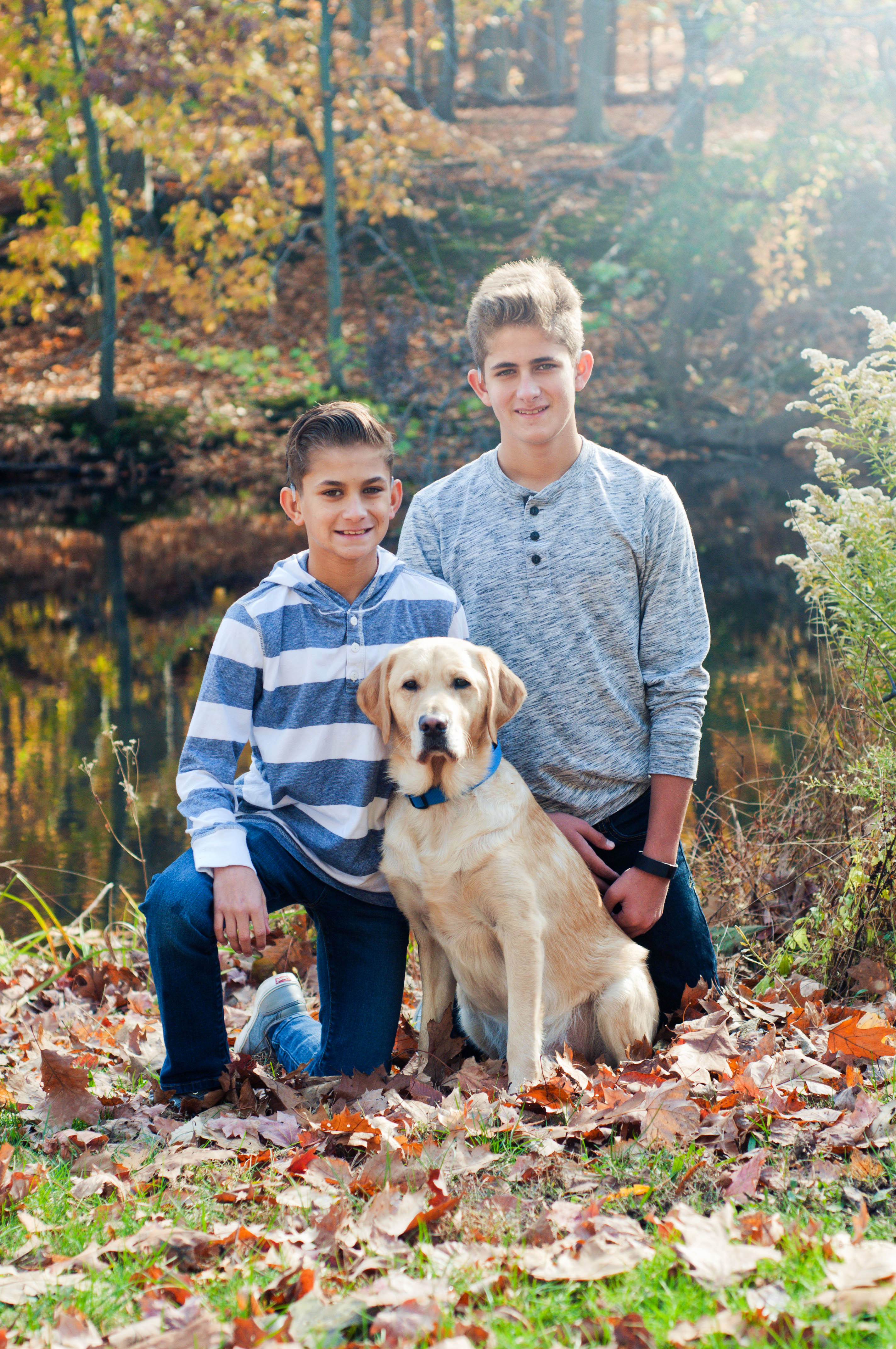 Brothers with bilateral sensorineural hearing loss and their dog