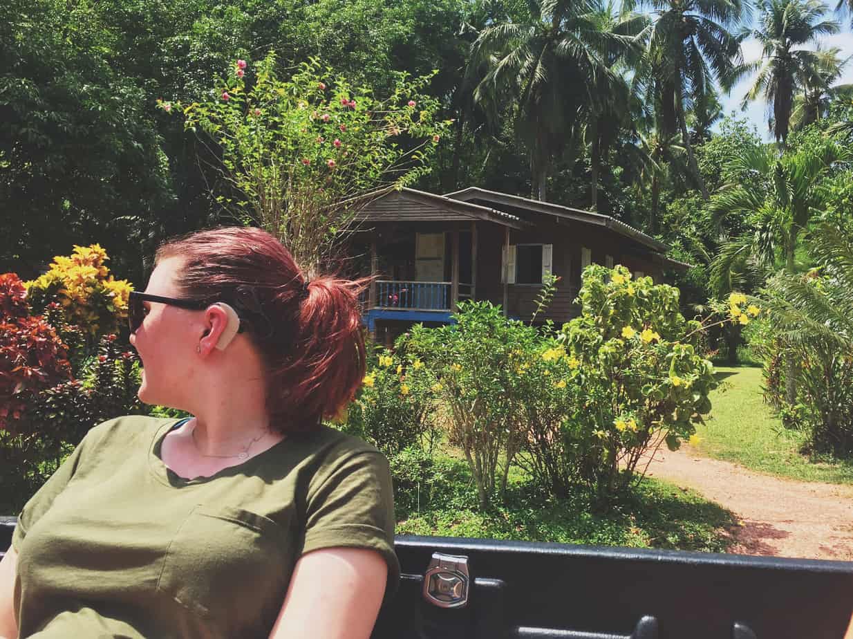 Courtney in Thailand, where she used her Cochlear Aqua+ kit