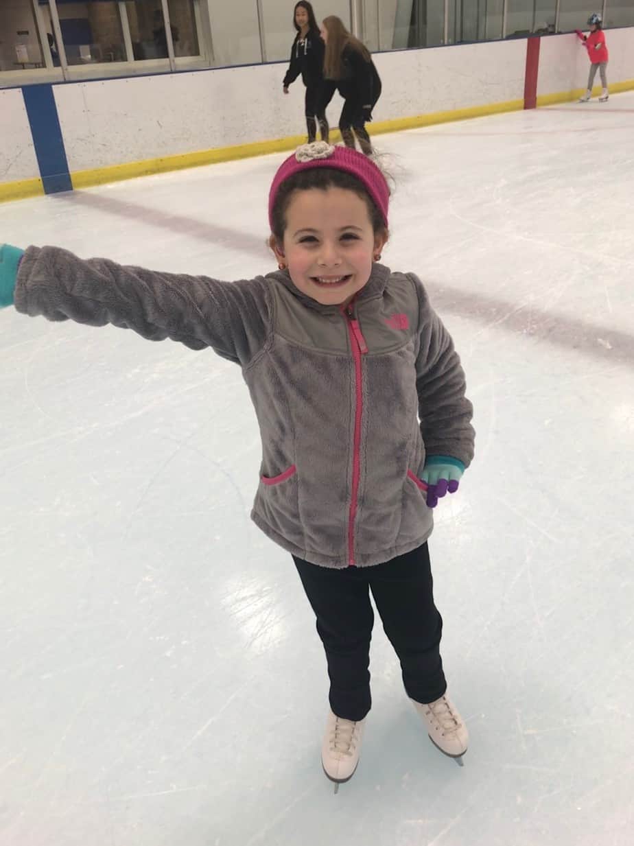 Layla, ice skating, having hearing loss present at birth