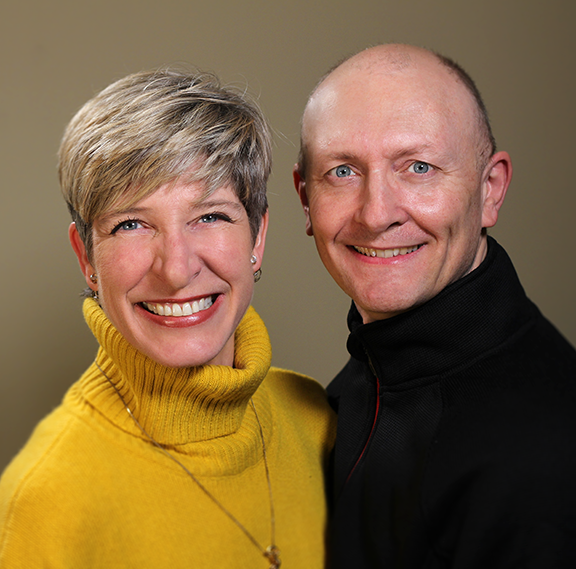 Caroline with her husband Andreas, after having had cochlear implant surgery