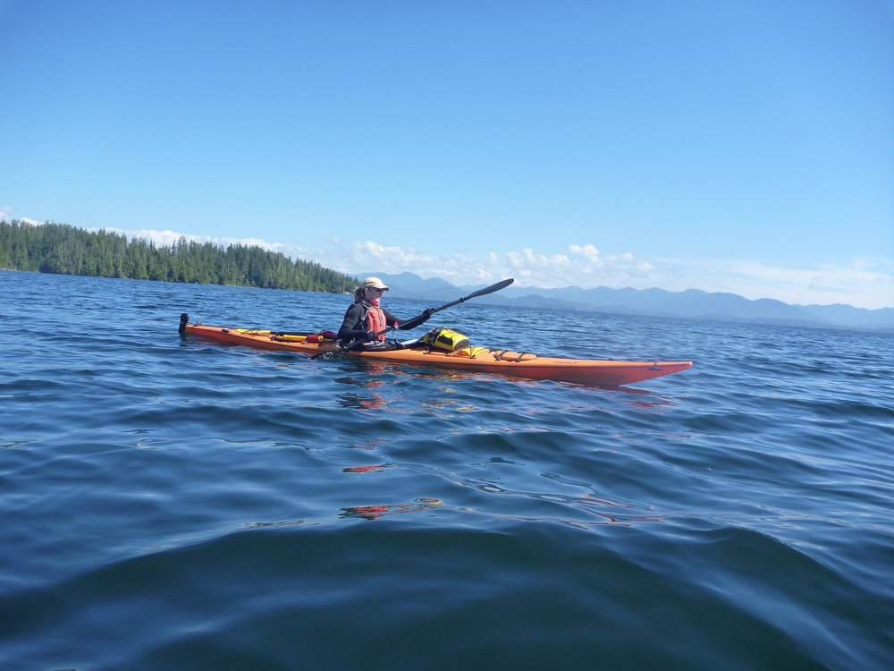 Caroline, who had cochlear implant surgery, on a kayak