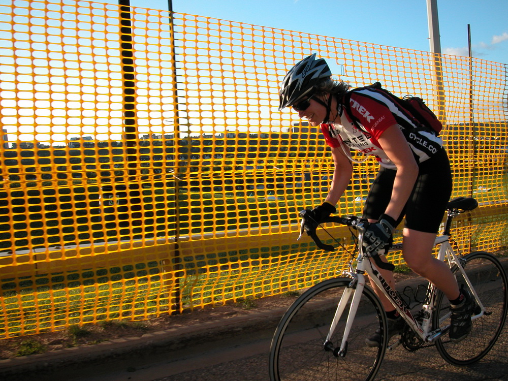 Caroline, who had cochlear implant surgery, biking