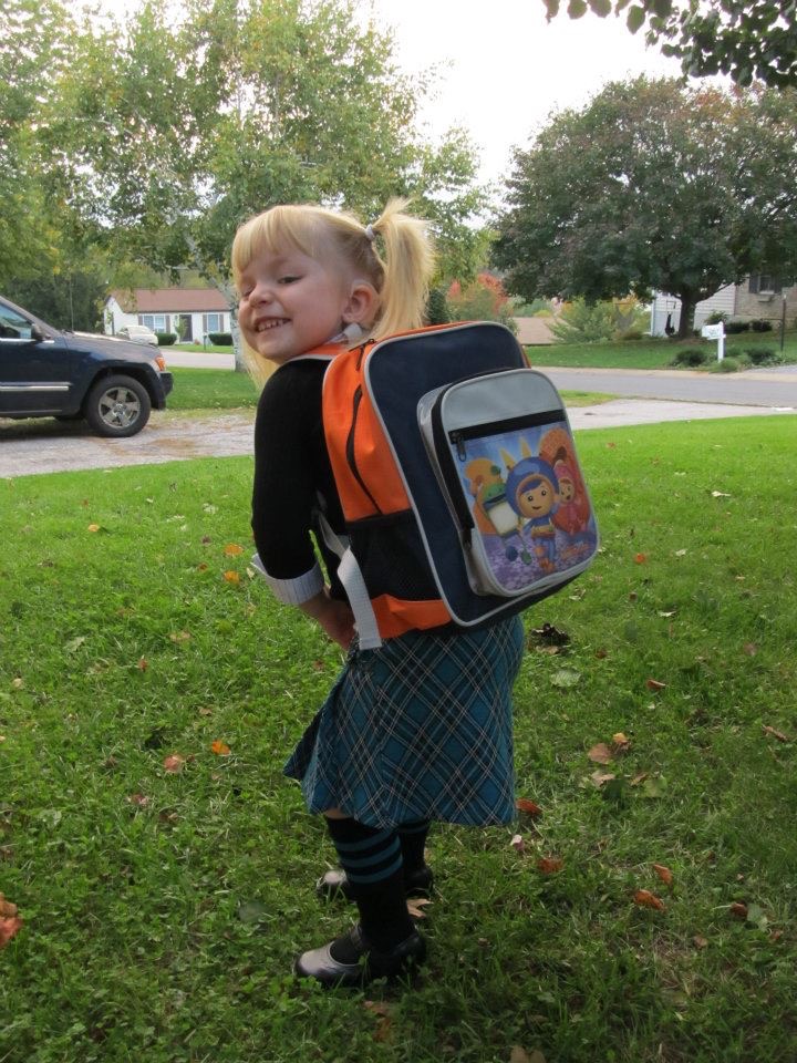 Katie in preschool after having had meningitis and hearing loss