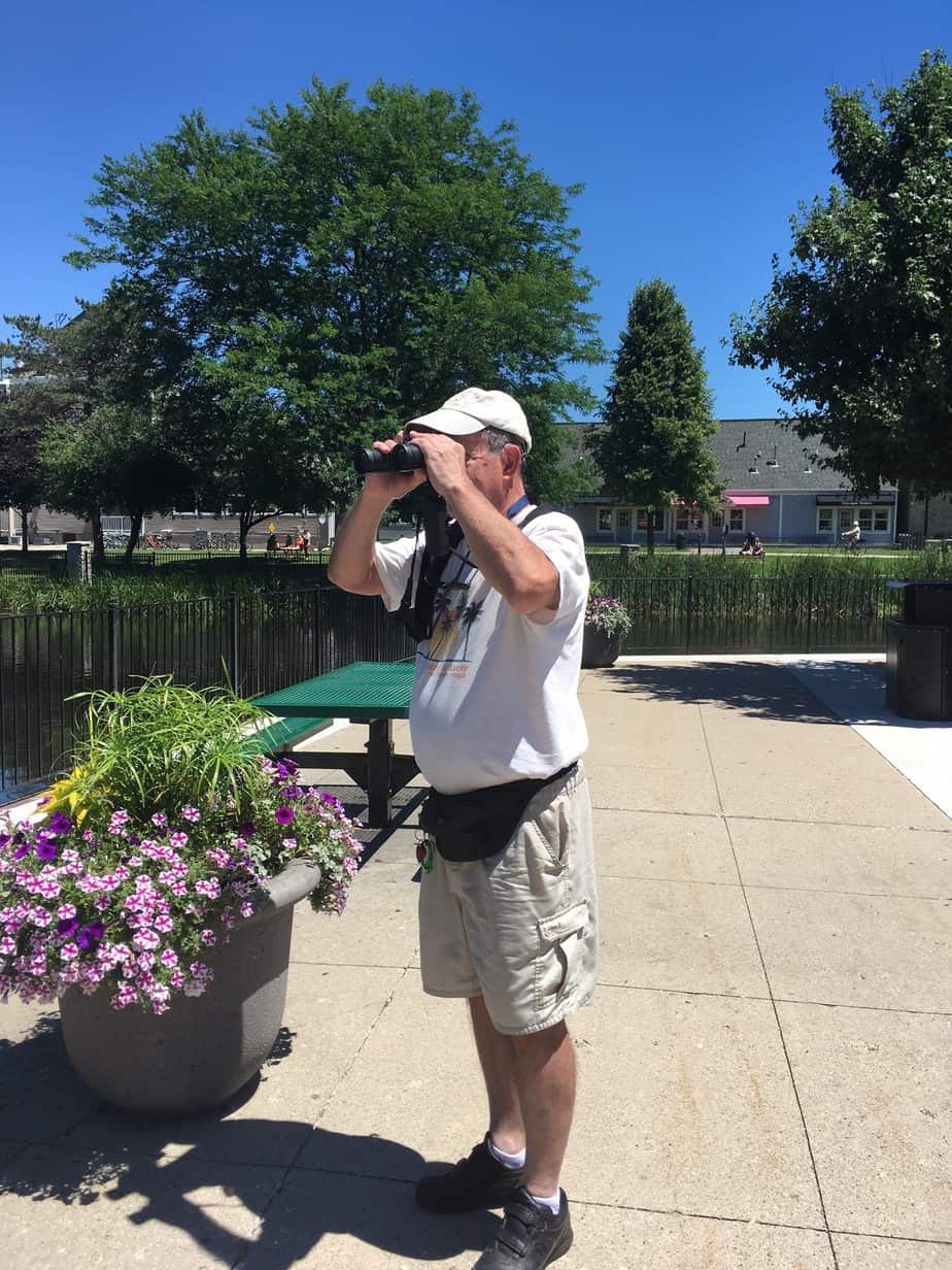 Birdwatcher with hearing loss