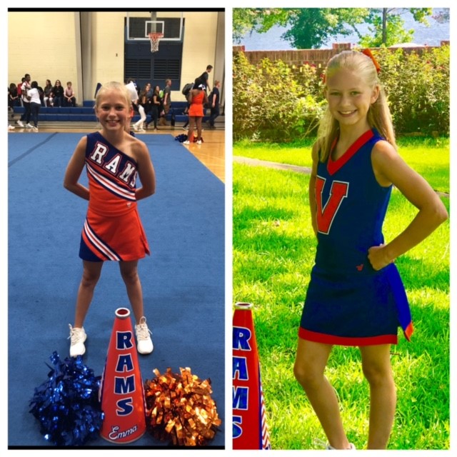 Emma, who has cochlear implants and has done speech therapy, as a cheerleader