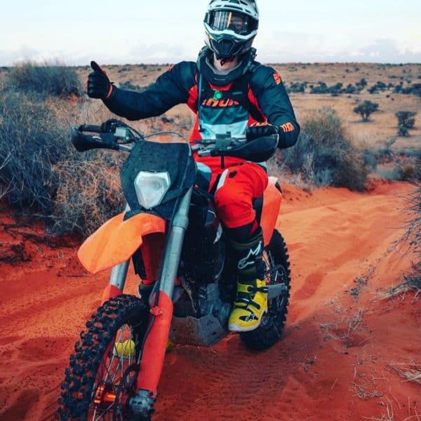 Nick, a dirt bike rider races with a cochlear implant.
