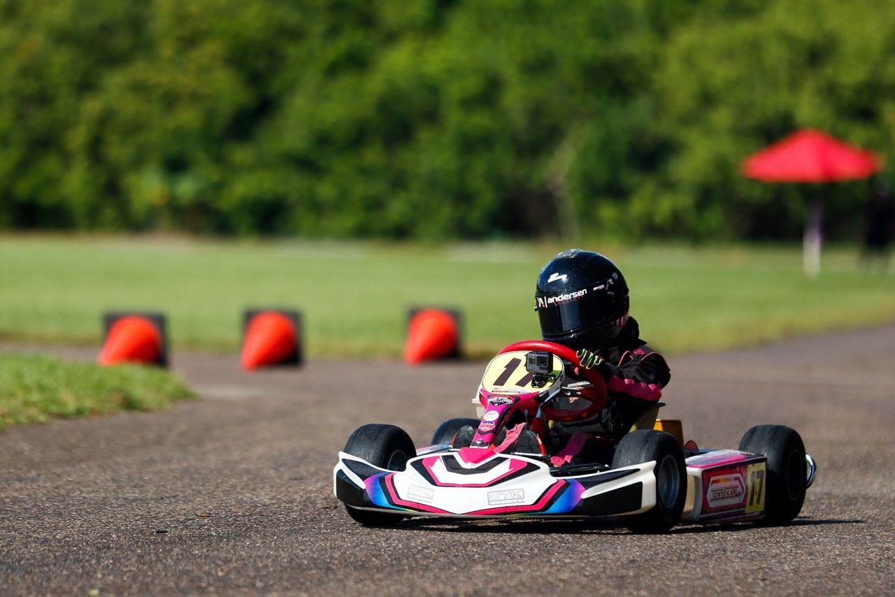 Harper, who hears with Baha 5 Sound Processors, go-kart racing