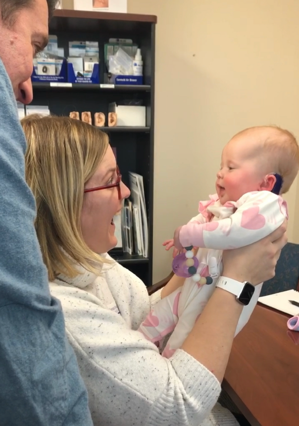 Cece, a child with profound hearing loss, as a baby