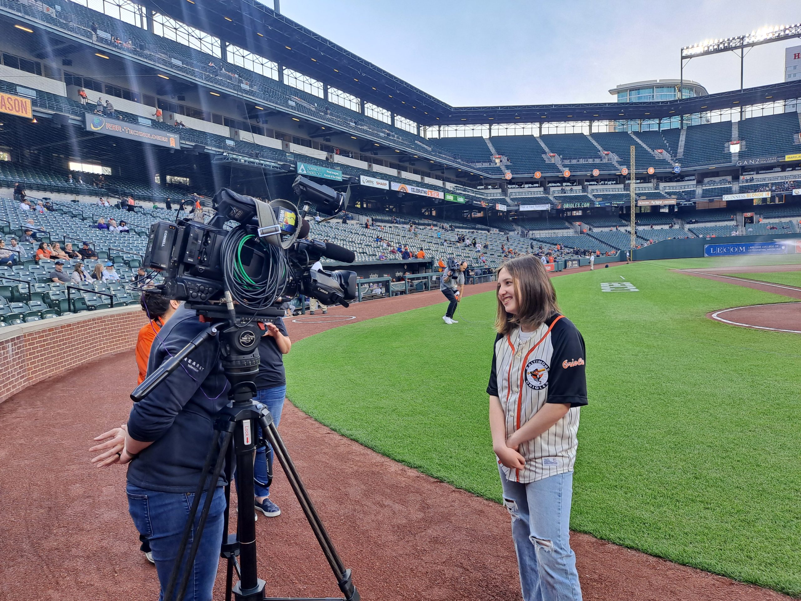 Michele, who is a cochlear implant recipient with progressive hearing loss, being interviewed