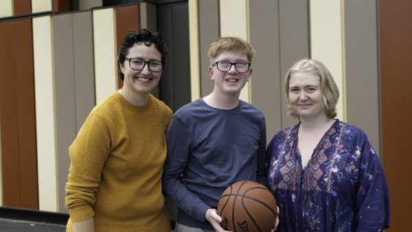 Jack with his moms, Sasha and Meredith, proud to wear his Halo accessory for Kanso 2 Sound Processor.