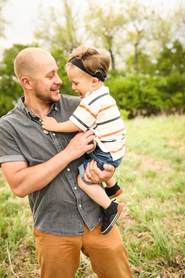 Otto, who has hearing loss from meningitis, with his dad