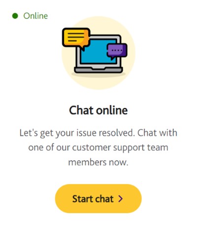 One of our recipient top resources, device support chat "start chat" feature.