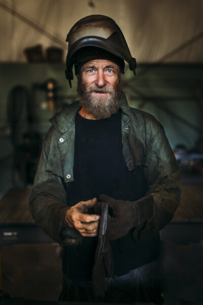 2024 Hear-o of the year Kelly stands proudly in his welding workshop.