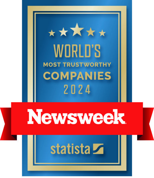 Newsweek magazine's image of the Worlds most trustworthy companies 2024. 