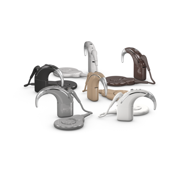 The Nucleus 8 Sound Processor in all six available colors.